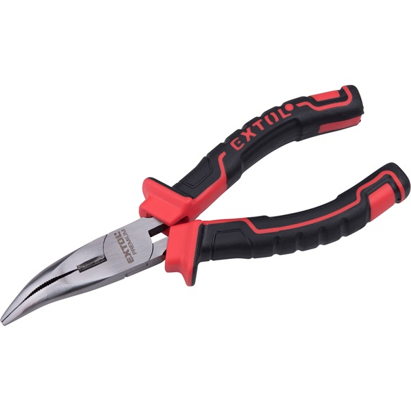 EXTOL PREMIUM hajlított csőrű rádiós fogó; 160mm, duál narancs/kék, TPR nyél, akasztós szerszámtartó [ 8813185 ]