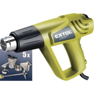 EXTOL hőlégfúvó, 2000W két fokozatú, 1000W/2000W, 350/550°C, 300/500 L/perc, kofferban, tartozékokkal [ 411023 ]
