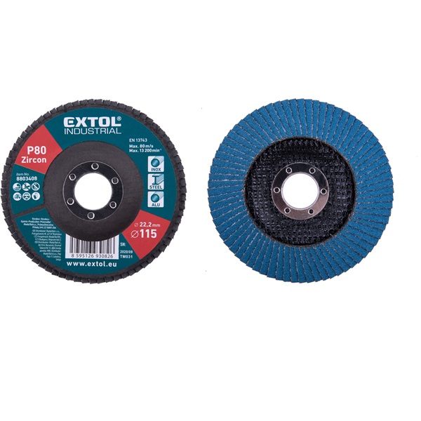 EXTOL INDUSTRIAL lamellás csiszoló INOX, acél és ALU munkadarabok csiszolására, 115×22mm; P60 [ 8803406 ]