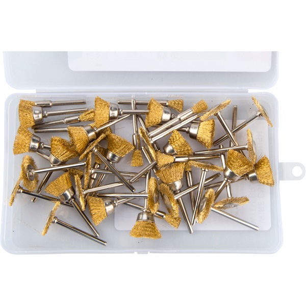 EXTOL CRAFT mini drótcsiszoló klt. 3,2 mm befogás, 45 db, 3 féle fazékkefe fejforma, rezezett acélszál [ 903761 ]