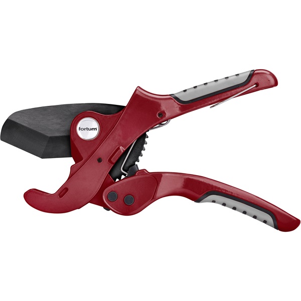 FORTUM műanyagcső vágóolló, max.: 42mm, (PVC, PPR, PP, PE, PEX, PB, PVDF csövekhez), ALU test, teflon bevonatú, háromszög penge [ 4775011 ]