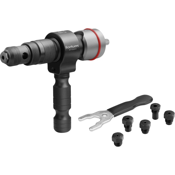 FORTUM adapter klt. fúrógéphez, popszegecsekhez, 2,4-3,2-4,0-4,8-6,0-6,4 mm-es szegecsekhez; 8mm (5/16" hatszög befogás, FORTUM [ 4770663 ]