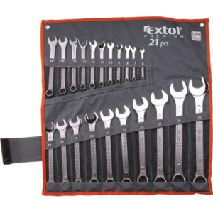 EXTOL PREMIUM csillag-villás kulcs klt., CV., nylon szövet tartóban ; 21db, 6-32mm [ 6335 ]