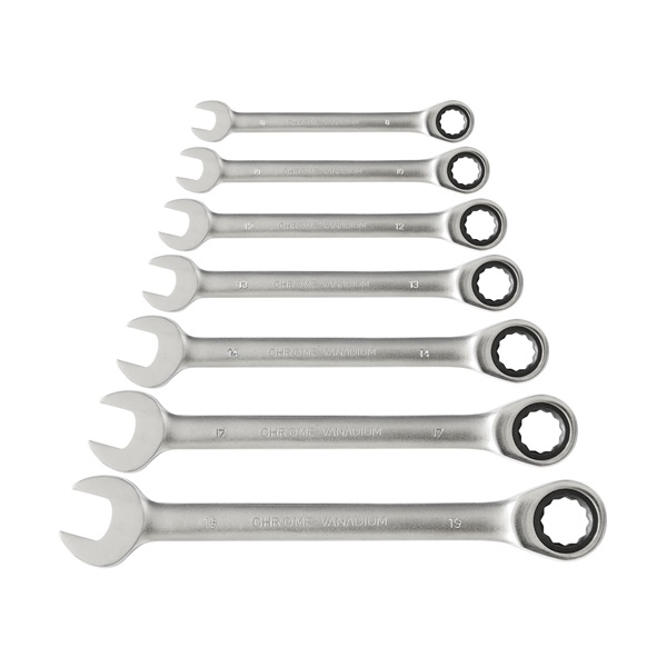 EXTOL PREMIUM racsnis csillag-villás kulcs klt. 7db; 8-19mm CV. 72 foggal, 1 irányú forgás [ 8816100 ]