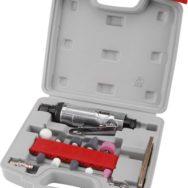 EXTOL PREMIUM furatköszörű klt., 16 db, befogás: 6mm/3mm, köszörűfejek (6/3mm befogás), 22.000 1/min, 113l/min, 0,63Mpa [ 8865002 ]