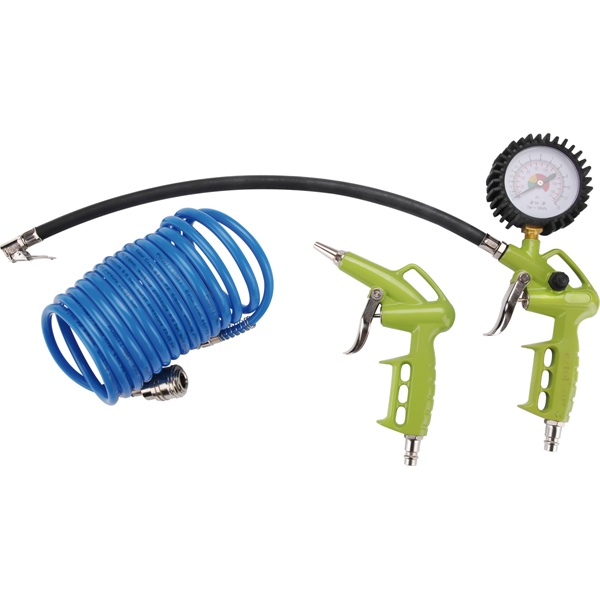 EXTOL CRAFT alap légkompresszor tartozék szett, 3db (lefuvató pisztoly, gumiabroncsfúvó pisztoly,spiráltömlő), 1/4" gyorscsatlakozó [ 99302 ]