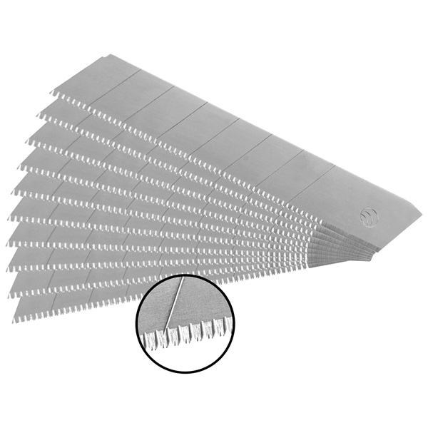 EXTOL PREMIUM pótpenge tapétavágó késhez, 10 db, 18×100×0,5 mm, törhető, SK5 acél, HRC >64, fogazott vágóél [ 8855095 ]