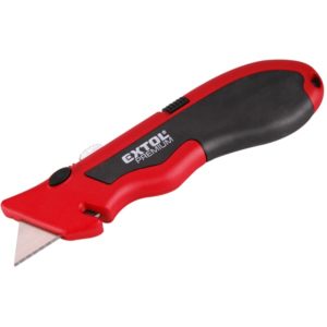 EXTOL PREMIUM PVC vágókés, 5 db trapézpengével, gyorstöltős, pengetárolós, festett ALU ház, gumírozott, zsinórvágó penge: 9124,8855099 [ 8855001 ]