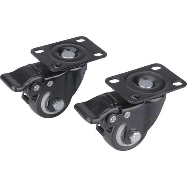 EXTOL PREMIUM készülékgörgő 2 db, önbeálló, rögzítőfékkel, fekete PVC, golyóscsapággyal, 40mm, max. teherbírás: 30 kg/db [ 8856013 ]