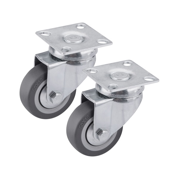 EXTOL PREMIUM készülékgörgő 2 db, önbeálló, szürke gumi, 50mm, golyóscsapággyal, max. teherbírás: 27 kg/db [ 8856023 ]