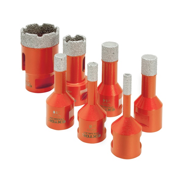 EXTOL PREMIUM körkivágó csempére klt. 7 db, gyémánt vágóél; 6-35mm × M14, sarokcsiszolóba fogható [ 8802991 ]