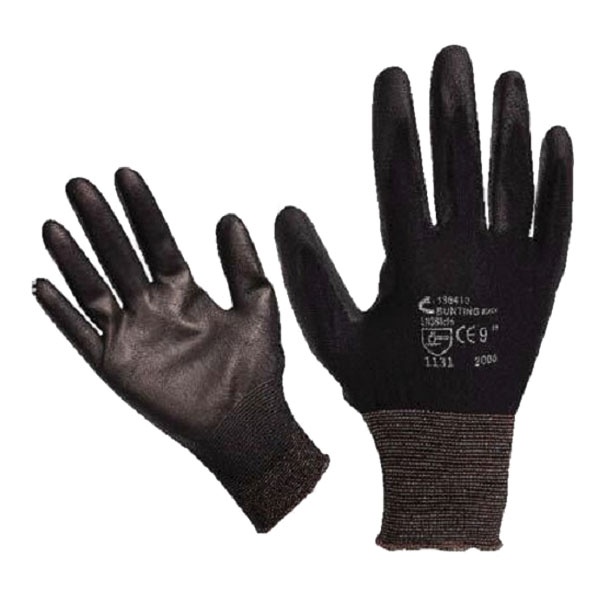 EXTOL Kötött kesztyű fekete nylon, XL-es méret, 10` poliuretánba mártott teny. és ujjhegy., gumírozott mandzse [ 865108 ]