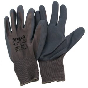EXTOL PREMIUM Kötött kesztyű szürke nylon, méret: 10` nitrilbe mártott teny. és ujjhegy., gumírozott mandzsetta [ 8856622 ]