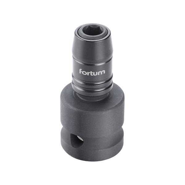 FORTUM adapter, impakt 1/4" BIT-ek gépi befogásához, 1/2" gépi befogás, gyorskioldóval, CrMoV, hossz: 49 mm [ 4790002 ]