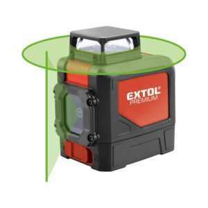 EXTOL PREMIUM  automatikus lézeres vízszintező, ZÖLD, 1D1V (1×360°+1V) pontosság: 0,3mm/1m, 1/4" menet [ 8823307 ]