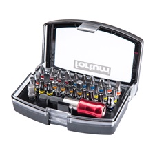 FORTUM bit klt., 32db ; 1/4"×25mm bit, S2 acél (lapos,PH,PZ,Imbusz,Torx, lyukasTorx), 1db mágneses bittartó, 1 db adapter [ 4743500 ]
