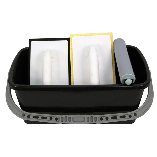 MB burkoló vödör, 10 literes, műanyag, szögletes (44×24×17cm), 1 görgös, fugázó simító, szivacsos simító [ 84912 ]