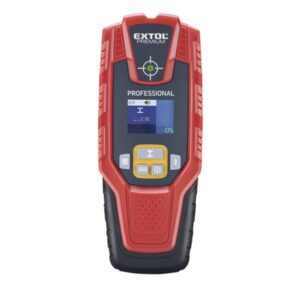 EXTOL PREMIUM digitális detektor, rejtett fém (vas, réz, alu) és fa tárgyak, illetve feszültség alatti vezeték keresésére, LCD kijelző [ 8831321 ]