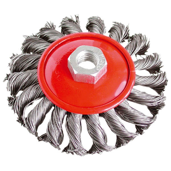 EXTOL CRAFT drótcsiszoló körkefe (sarokcsiszolóra) ; M14, sodrott erős, 100mm, kúpos, max. 11000 ford/perc [ 17012 ]