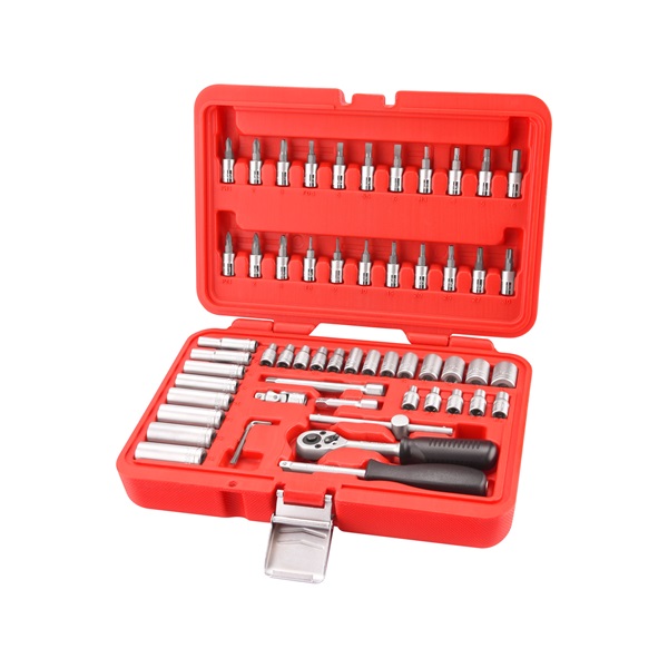 EXTOL PREMIUM dugókulcs klt. CV., 45fog; 1/4", 57db, dugófejek: 4-14mm, bitdugófej (-, +, imbusz, torx) [ 8818101 ]