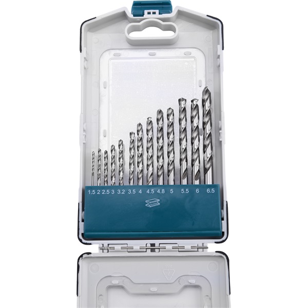 EXTOL INDUSTRIAL fémcsigafúró klt., 13db, HSS 9341/M2,  1,5-6,5mm, acélra, normál befogás, polírozott, műanyag tartóban [ 8701113 ]