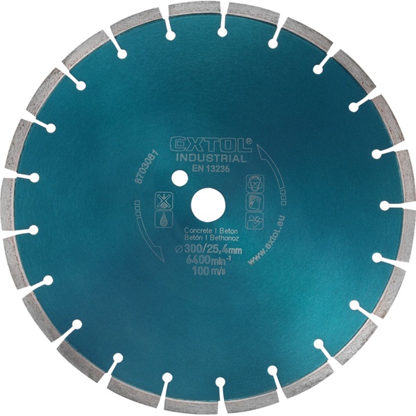 EXTOL INDUSTRIAL gyémántvágó BETON-ra, ipari korong, szegmenses; 400×25,4mm, száraz és vizes vágásra [ 8703083 ]