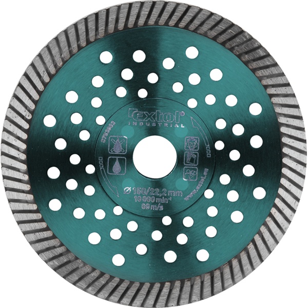 EXTOL INDUSTRIAL gyémántvágó, ipari korong,TURBO,gyors vágás; 115×22,2mm, száraz és vizes vágásra [ 8703051 ]