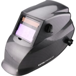 EXTOL PREMIUM hegesztőpajzs, automatikus, önsötétedő, állítható érzékenység+sötétítés, carbon design [ 8898027 ]