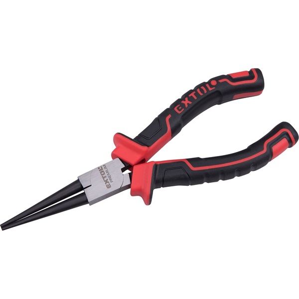 EXTOL PREMIUM  kerek csőrű fogó; 160mm duál  vörös/fekete, TPR nyél, akasztós szerszámtartó [ 8813189 ]
