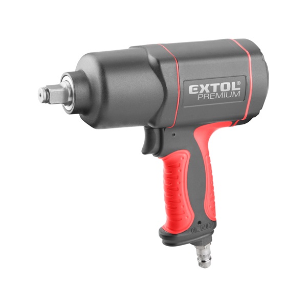 EXTOL PREMIUM légkulcs, 1/2", 800Nm, erős, 3 fokozatú (Twin Hammer), 7000 1/min, 142l/min, 6,3 Bar, 3/8" tömlőcsatlakozó, 2,4kg [ 8865016 ]