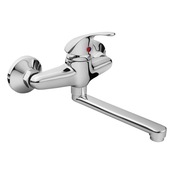 BALLETTO mosogató-mosdó csaptelep 35mm kerámia betét, falra szerelhető, fényes, egyenes, 20cm hosszú [ 81007 ]