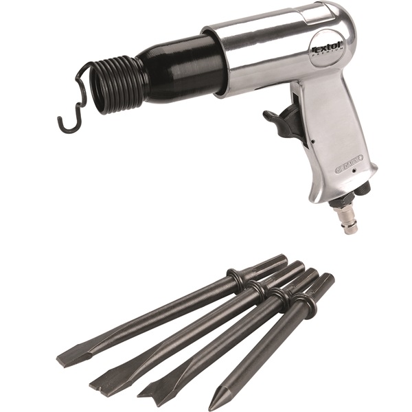 EXTOL PREMIUM pneumatikus vésőgép, 10mm (3/8") befogás, 3500 ütés/perc, 136l/perc, 6,3 Bar, 1/4" tömlőcsatl.,1,3 kg [ 8865022 ]