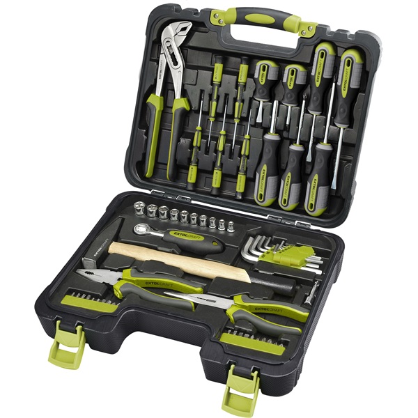 EXTOL CRAFT szerszámkészlet, 57db, 1/4" CV.; 10 dugófej(4-13mm), racsnis kar+fogók,csavarhúzók,órás csavarhúzók, imbuszkulcs,BIT-ek [ 6599 ]