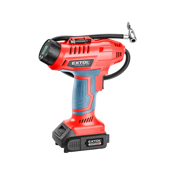 EXTOL PREMIUM akkus légkompresszor, Share20V, 20V, Li-ion, 1 db akku, 1 db töltő[ 8891874 ]