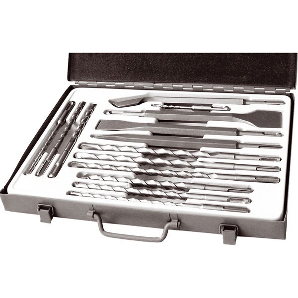 EXTOL PREMIUM betonfúró és véső klt. SDS PLUS; 14db, 5/110mm, 6,8,10/160mm, 8,10,12/210mm, 10,12,14/260mm, lapos 20,40, hegyes, horony[ 23952 ]