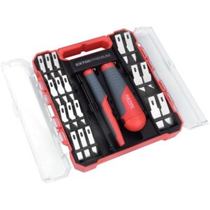 EXTOL PREMIUM faragó kések klt., 21 db, csipesszel, műanyag dobozban [ 8855196 ]